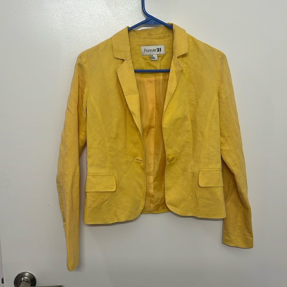 Forever 21 size small yellow linen blazer